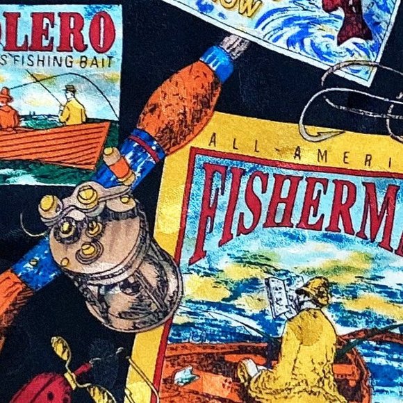 MEN'S ROSETTI NECK TIE FISHERMAN THEME 100% SILK MENS ACCESSORY FISHING FISH - Picture 2 of 6